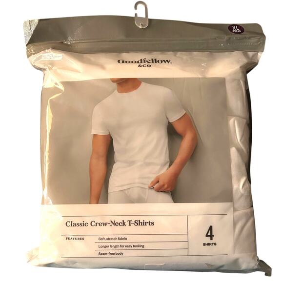 Men's Short Sleeve 4pk Crewneck T-Shirt - Goodfellow & Co™ White XL NEW - Picture 1 of 6
